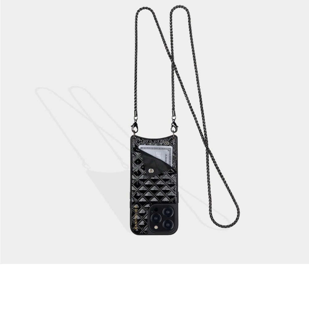 Bandolier Sheila pyramid crossbody black embossed/pewter iPhone 14 Pro